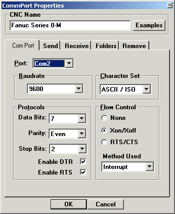 com port settings in dnc4U software dnc communication software