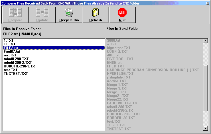 File Sync function RS232 DNC Software