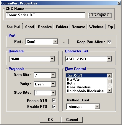 com port settings in dnc4U software dnc communication software